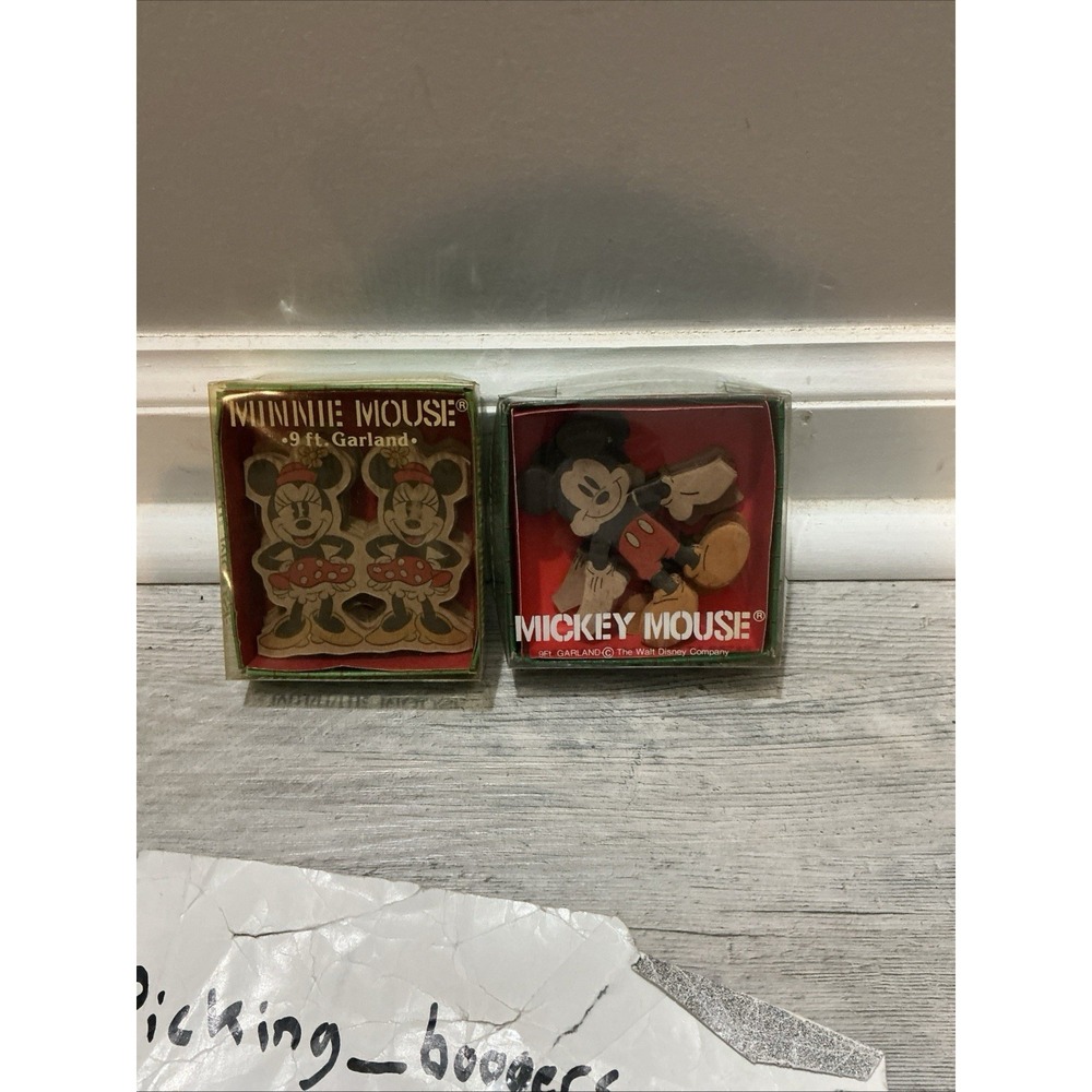 Vintage Kurt Adler Minnie AndMickey Mouse Paper Garland Walt Disney In Box Decor